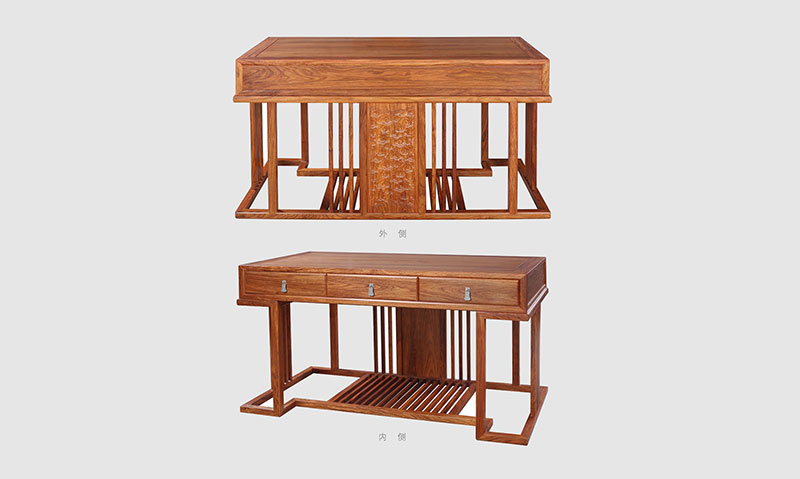 阜阳 别墅中式家居书房装修实木书桌效果图